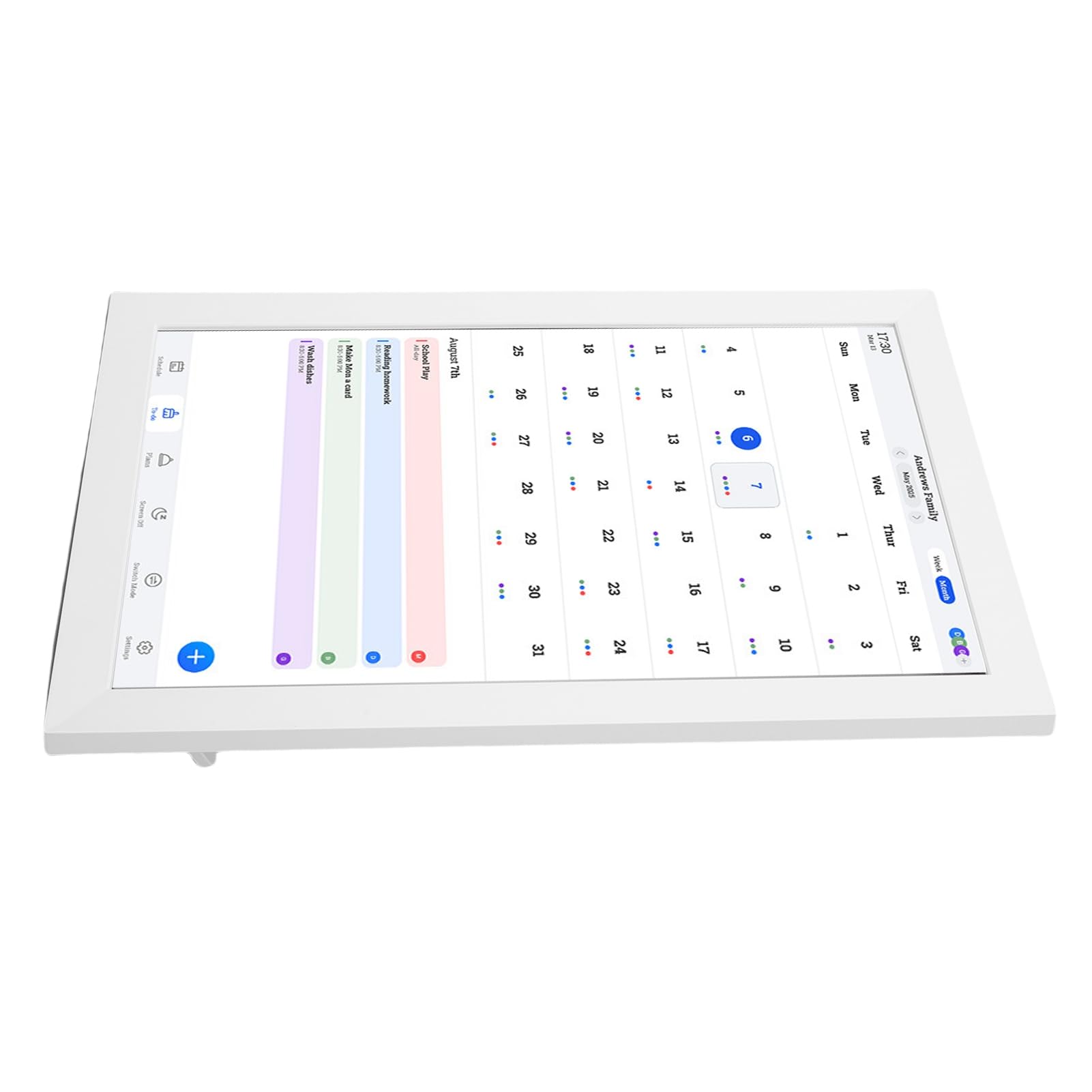 SIXRUN Calendario da Parete Digitale Interattivo da 10,1 Pollici, Grafico con Touchscreen, Organizer Familiare per la Casa con Cornice per Foto