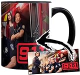 MUGSVILLE 9-1-1 911 Angela Bassett Jennifer Love Hewitt Peter Krause Kenneth Choi Tasse Ceramique Intrieure et Poigne Noire Mug