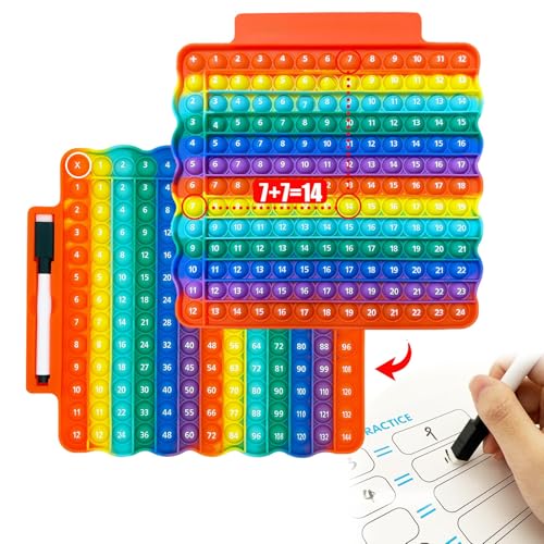Zamety Juguetes Pop It Fidget, Juguete Pop It, Juguete Plopper Multiplicación y Suma de Números, Popit de Dos Caras con Tarjetas de matemáticas y bolígrafos borrables, Juguete Autismo