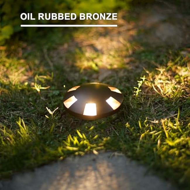 GOODSMANN Landscape Lighting 2PK Low Voltage Well Lights 6 Watt LED 120 Lumen 12V AC In-Ground Lights 3000K Warm White with Cable Connectors (2 Pack)