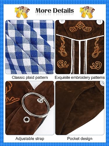 SOMSOC Men’s German Bavarian Oktoberfest Costume Set Includes Mens Lederhosen with Suspenders & Shirt & Socks and Hat4