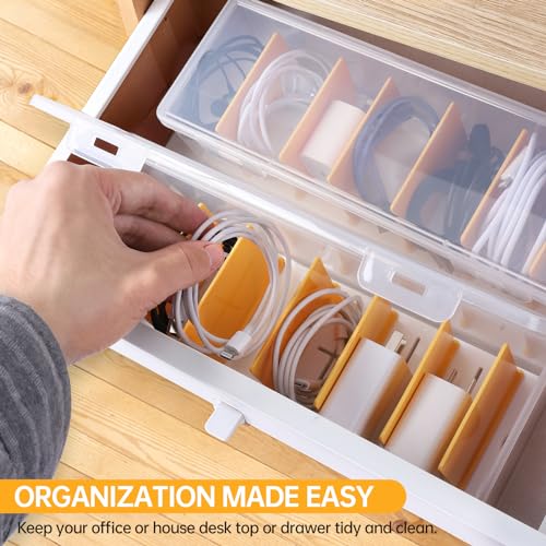 PAVSTINE 2 Pack Clear Cable Organizer Box with Lid and Adjustable Dividers by PAVSTINE - Used condition - Image 6