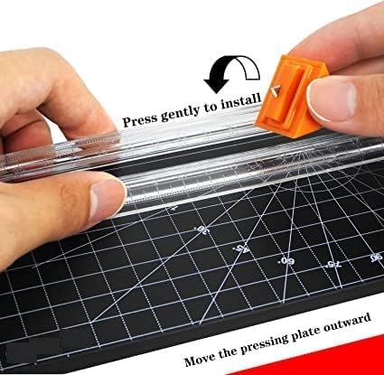 Image of Heavy Duty Paper Cutter with Sliding Blade - A4 /A5 Trimmer with Measuring Grid & Safety Guard - Precision Photo, Cardstock, Document & Scrapbooking Cutting Machine for Office, School & Craft Use