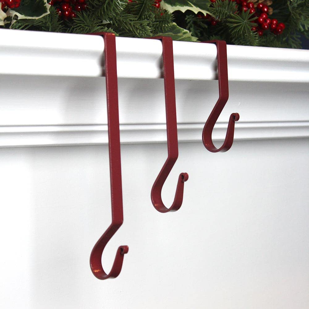 Primitive Home Decors Red Classic 6" Metal Mantle Stocking Hangers (Set