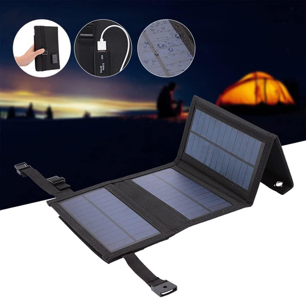 Pannello Solare Portatile da 20 W, Caricatore per Pannello Solare USB Pieghevole, Impermeabile IP65, Uscita USB5V, Pannelli Solari Aperti 480x185mm per Telefono, Laptop, Tablet