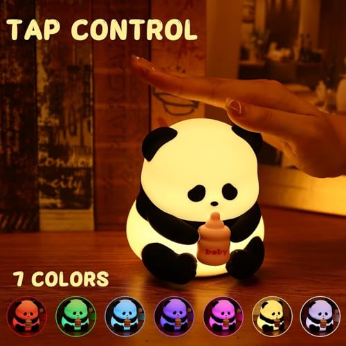 Image of Desidiya Baby Panda Rechargeable Silicone Night Lamp - Cute Panda Lamp, Kids Night Light, Nursery Decor, Birthday Gift, Silicone LED Light