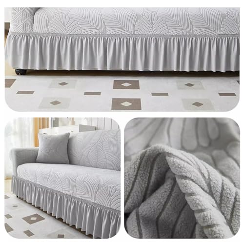 Housse de canapé extensible gris clair : rénover un modèle sans espace