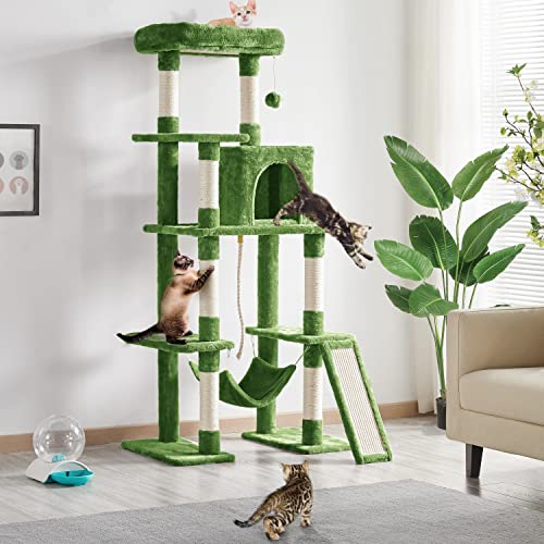 Image of Yaheetech 63in Sturdy Large Cat Tree for Indoor Heavy Cats, Tall Tower