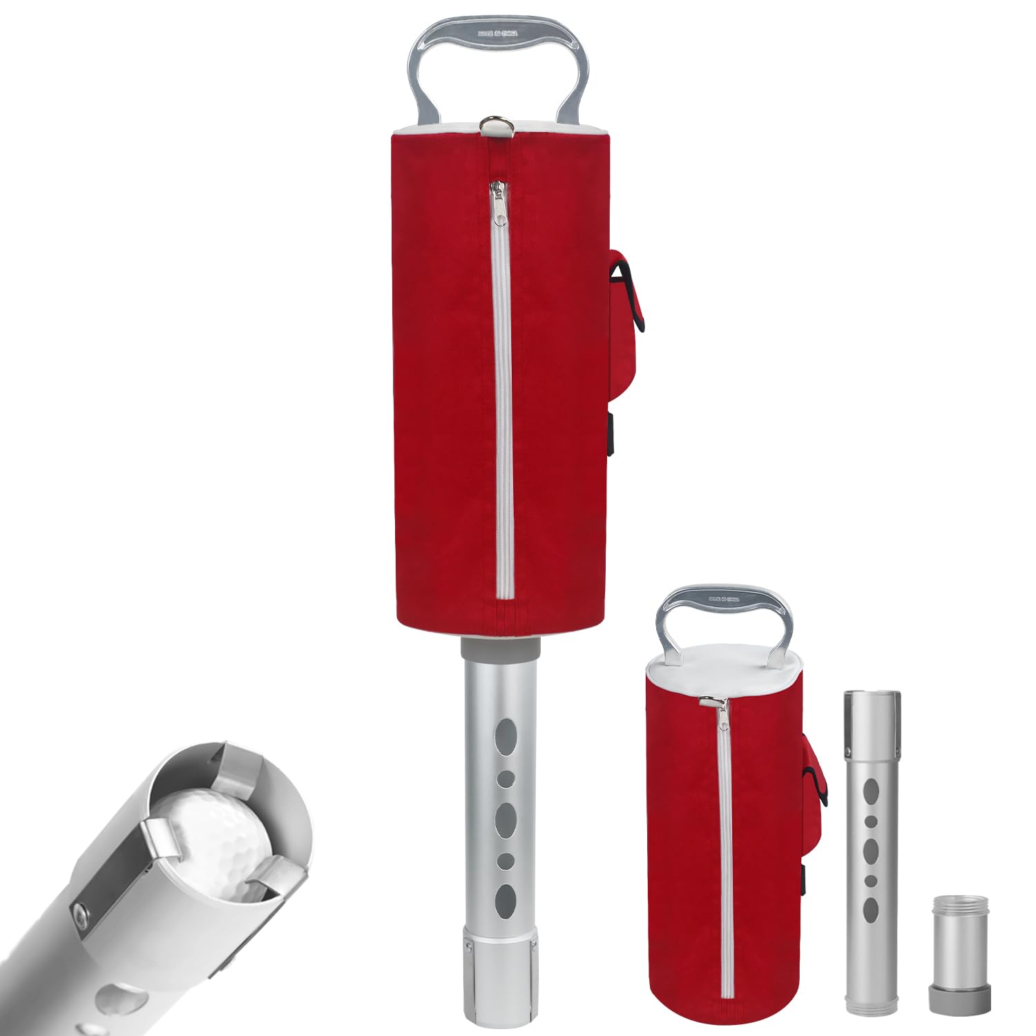 HOW TRUE Golf Ball Shag Bag with Aluminum Handle and Frame | Shag Bag for Golf Balls Golf Ball Retriever | Hold up to 70 Balls