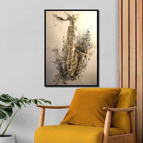 Idée cadeau mélomane : Affiche de saxophone doré pour fan de musique jazz - 3