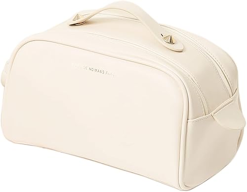 Guifatestar Bolsa de maquillaje de viaje de gran capacidad, bolsa de cosméticos de doble capa, bolsa de aseo impermeable de piel sintética,