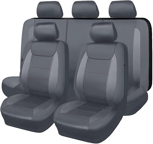 Flying Banner Fundas de asiento de coche protegen al agua de piel sintética de fibra de carbono para banco delantero y trasero dividido 4060 5050