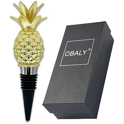 OBALY wine stoppers, Lovely Zinc-Alloy Storage wine Stopper with Gift Box, Reusable and Beautiful Golden Decoration for Gifts (new gold, Gift Pineapple) Cover
