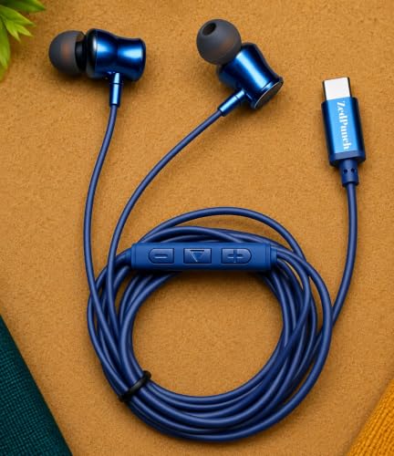 Image of Gaming Type-C Wired Earphone with Mic, 10mm Dynamic Bass Driver, Magnetic in-Ear Headphones, Low Latency Sound for Gaming, 1 Button Control, HD Calling, Voice Assistant, (Royal Blue)