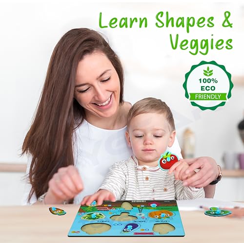 Image of Wooden Vegitable Learning Toys Puzzle for Brain Training /jorky Cutting Puzzle for Home /School /Non-Toxic /Education Memory Games for Baby Boy and Girl, Eco Friendly