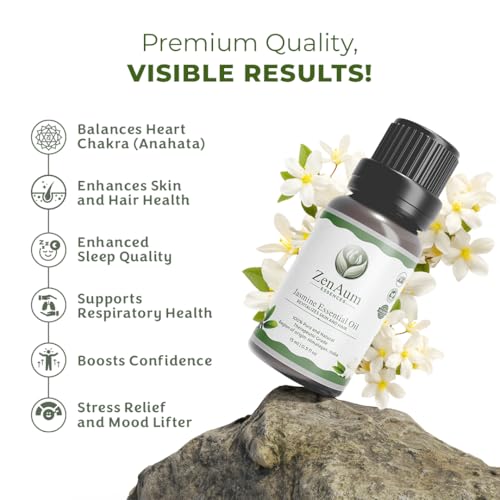 Image of 100% Pure Jasmine Essential Oil | Mood Uplifting & Skin Hydration | Romantic Aromatherapy, Stress Relief & Hair Nourishment | FDA Approved | GMP, IFRA, ISO Certified- 15ml - Pack of 2