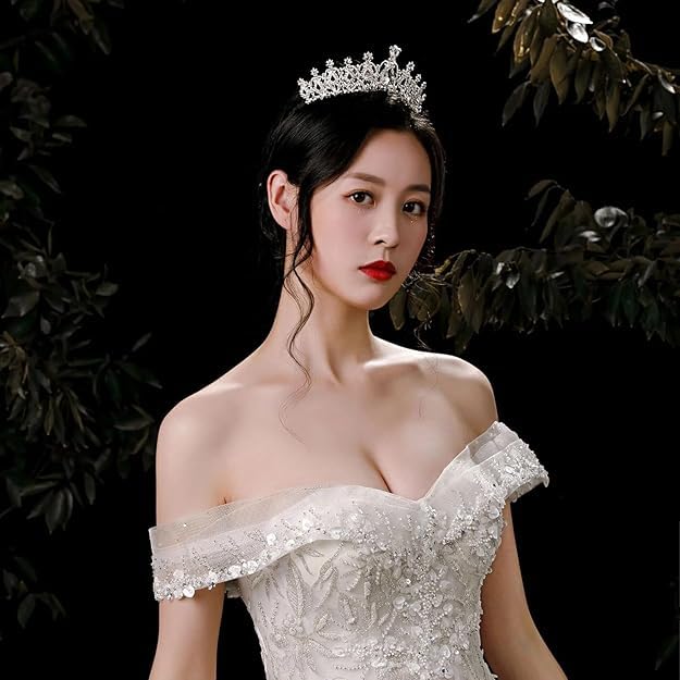 Image of Crystal Tiara Crown for Women, Silver Rhinestone Headband with Comb, Queen Princess Wedding Bridal Birthday Hair Accessory