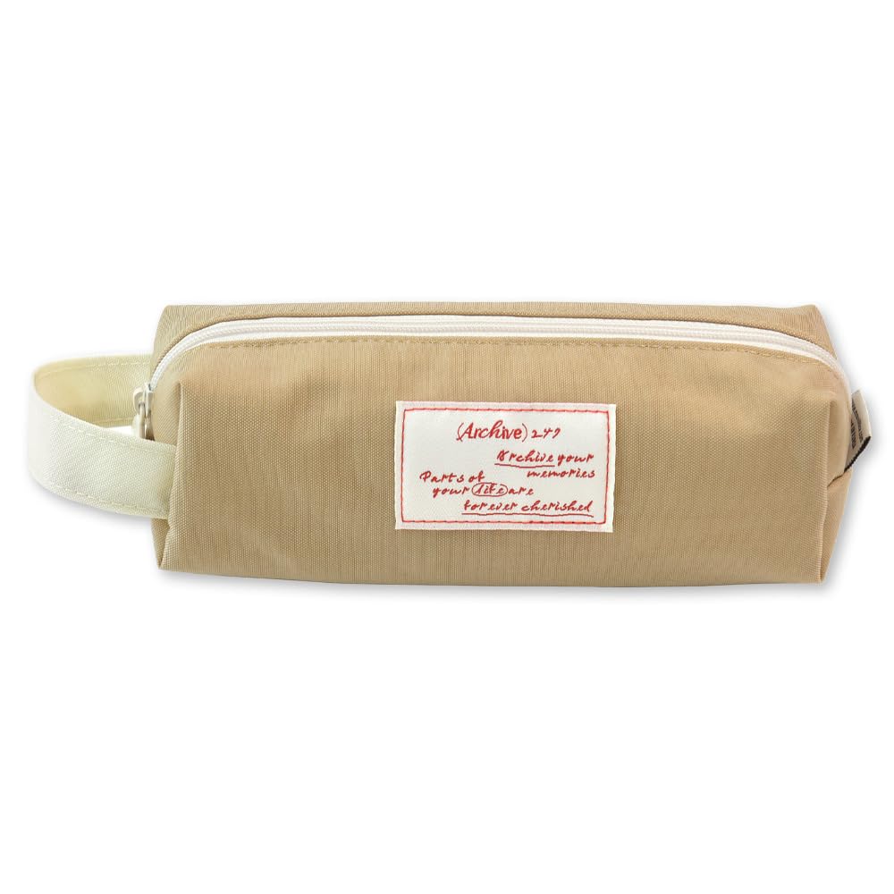 Monolike Archive 247 Block Pencil Case, Sand beige - Pen Pouch, Portable Pencil Bag, Office Pouch case