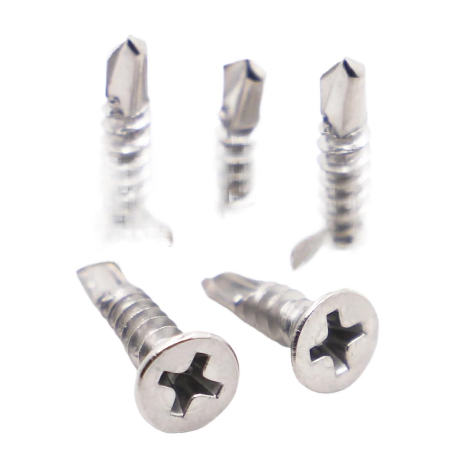 EBZFASO Self Tapping Screws Metal， 410 Stainless Steel Phillips Flat Head Self-Drilling Screws(13.0MM,M4.8 20PC)