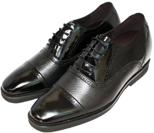 Calden Men's Invisible Height Increasing Elevator Shoes - Black Leather Lace-up Lightweight Formal Dress Oxfords - 2.8 Inches Taller - K320021 - Size 9 D(M) US3