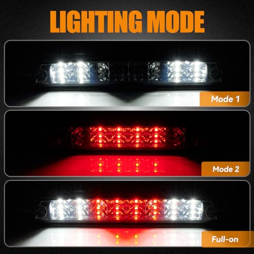 Image of Third 3rd Brake Light LED for 1994-2001 Dodge Ram 1500 /2500 /3500, High Mount Rear Brake Lights Assembly, Waterproof Center Cab Cargo Lamp Stop Light (Smoke)