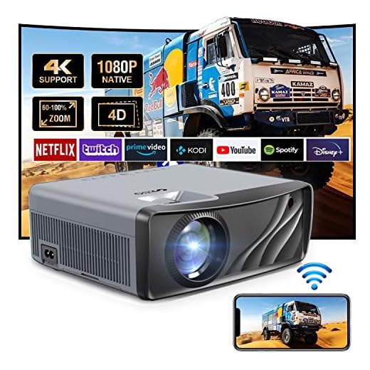 EUG X760+ Outdoor Projector 4K Support, Movie Projector with 5G WiFi Bluetooth,Smart Portable 1080P Native with 7000+Apps,HiFi Speaker, Home Video Proyector for Home Theater, HDMI/Phone/Laptop/iPhone