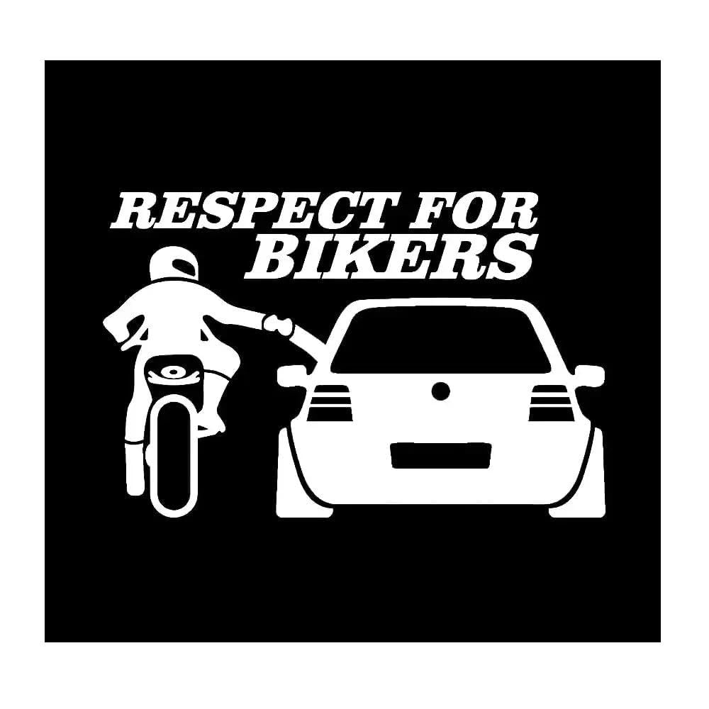 Respect for Bikers Car Sticker Vinyl Decal for Auto Window Bumper Laptops Home Helmets(White)