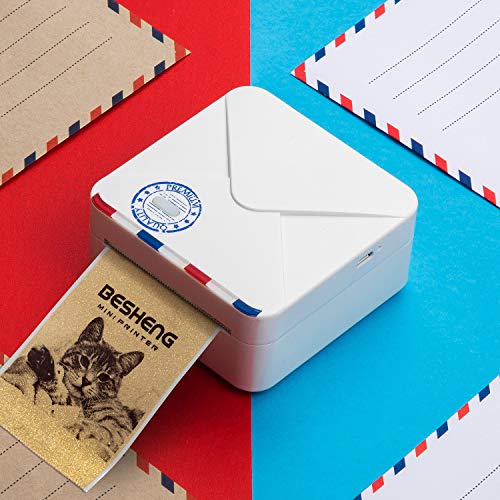 BESHENG M02S Bluetooth Pocket Printer, 300dpi Thermal Photo Printer, Wireless Mobile Journal Tape