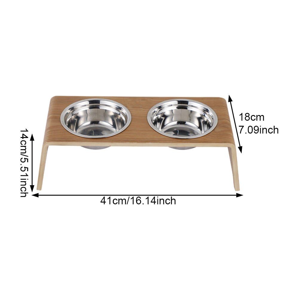 Cuencos Elevados para Mascotas con Soporte De Madera Cuencos Elevados para Gatos, Comedero para Mascotas, Bebedero para Perros Pequeños Y Gatos con 2 Cuencos De Acero Inoxidable