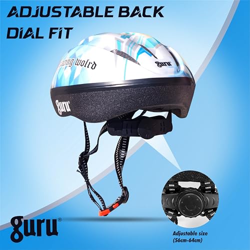 Image of GURU Cycling Helmet, Light Weight with Superior Ventilation, Helmet for Mountain, Road Bike & Skating Helmet with Premium Black EPS Foam Lining, Ideal for Adults and Kids
