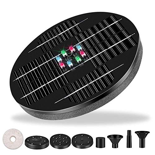 YiHao 2.4W 9V Solarspringbrunnenpumpe, Tragbare Solar Springbrunnenpumpe Mit LED-Leuchten, for Garten Hinterhof-Teich Verwendet