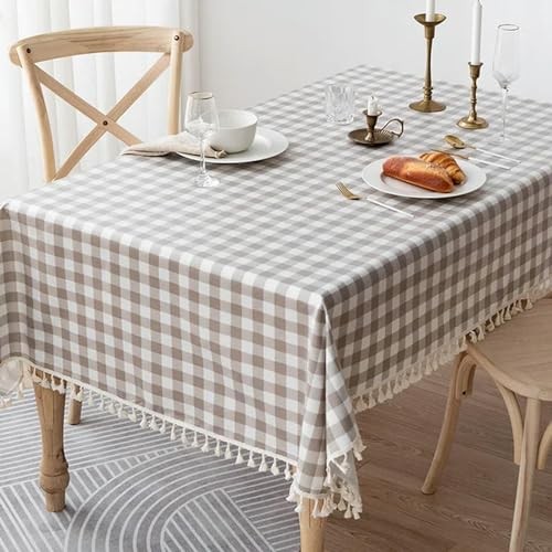 Nappe à carreaux en lin lavé de qualité supérieure pour table à manger rectangulaire - 2