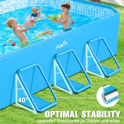 Image of FunBy Large Foldable Pool, Foldable Swimming Pool, Large Foldable Pool for Adults, Non-inflatable Pool,Oversize Thickened Collapsible Pool, Kids pool for Backyard,Mosaic Design 108 inchx68 inchx20 inch-Light Blue