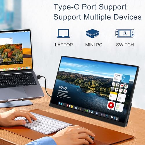 Touchscreen Portable Monitor, 15.6 inch 1080P FHD Display Screen, Game Monitor w/USB-C HDMI Ports, IPS, Full Metal Shell,10-Point Touch, Dual Speaker, HDR, for Home, Work, Design, Coding - Image 6