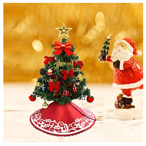 Yokam Jupe d'arbre de Noël, Tapis de Sol de Base de décoration, 30 cm / 11,8'Mini Petite Jupe d'arbre de Noël Décoration Tablier enveloppe for décoration de Table (Couleur: Rouge) (Color : Red)