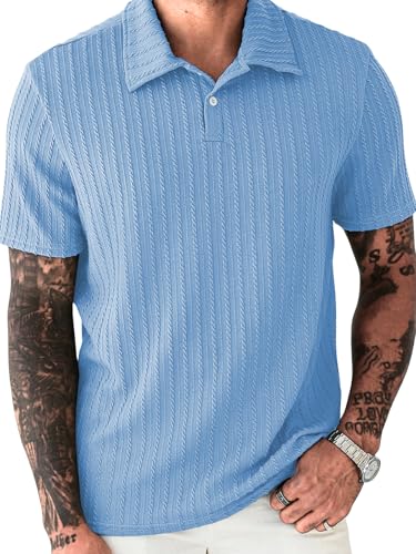 Image of Leriya Fashion Branded Polycotton Tshirt For Man | Men's Summer Textured Polo T-Shirt | Stylish Half Sleeve Collared Tee | Soft Breathable Knit Fabric | Regular Fit Casual Polo for Office, Travel & Everyday Wear