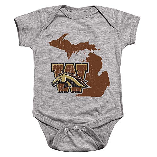 Western Michigan University Official Michigan Logo Unisex Infant Snap Suit for Baby, Athletic Heather, Large (18 months)