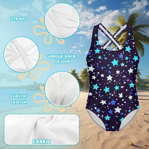 Girls One Piece Swimsuits Crossback Quick Dry Beach Swimwear Bathing Suit for Summer Pool Party 5-14 Years3