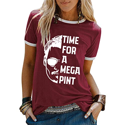 OUHZNUX Johnny Depp Time for a Mega Pint Print T-Shirt, Street Hip Hop Style Rundhals Tanktop Sweatshirt, Damenmode Casual Comfort Kurzarm Sweatshirt (S-3XL) Cover