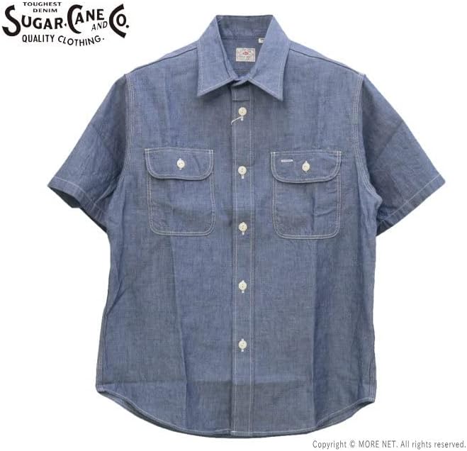 着用1回のみ　シュガーケーン　シャンブレーシャツ　半袖　Ｌ紺　SC37941 Amazon.co.jp: [シュガーケーン] ブルーシャンブレーワークシャツ