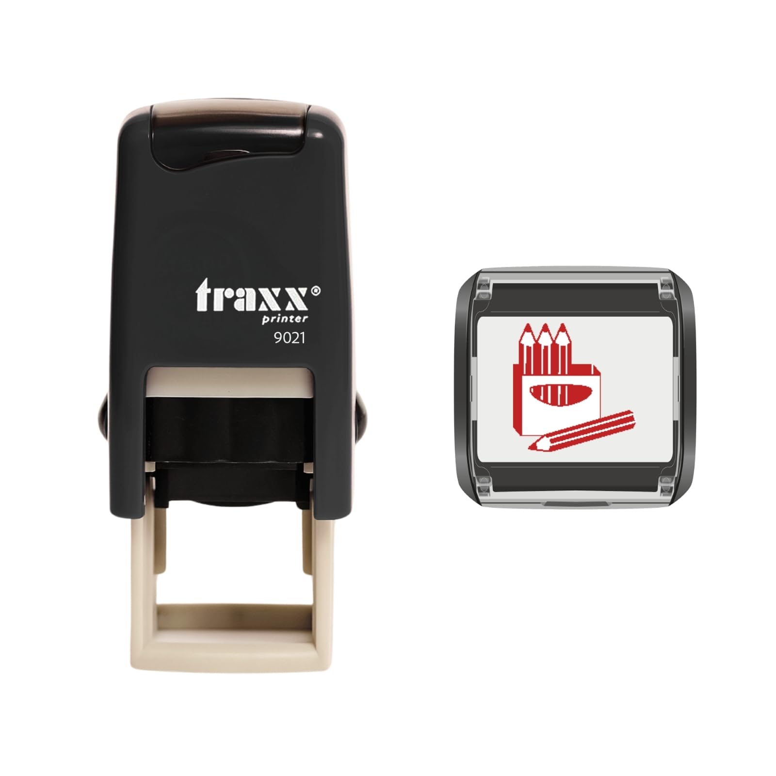 Traxx 9021 Loyalty Card Self Inking Rubber Stamp Library School Business *A Red Pencil Set Design* — image 1