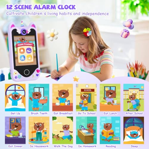 Image of Kids Smart Phone for Girls Gifts - Toddler Christmas Birthday Gift for Age 3 4 5 6 Year Old, Kids Cell Phone Toy with Touchscreen, Dual Cameras, Learning, Kid Mp3 Player, Games with 32 GB Card