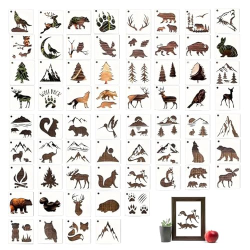 Plantillas Reutilizables De Animales Para Manualidades - Juego De Plantillas De Dibujo Para Niños, Formas De Animales Salvajes Surtidos | Hojas De Plástico Lavables De Diseño Fino, Artículos De Diseg