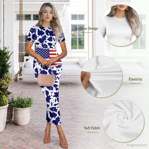 Image of Womens Short Sleeve Jamaican Flag Midi Bodycon Dress | Soft stretchy fabric,crew neck,jamaican print casual date night cocktail party, elegant chic, spring summer fall all season