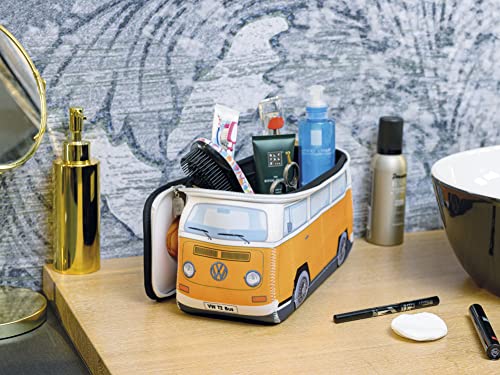 BRISA VW Collection Volkswagen Neoprene Universal Makeup Cosmetics Toiletry Travel Pharmacy Bag in T2 Bus Design (Large) (Orange) by BRISA - Image 4