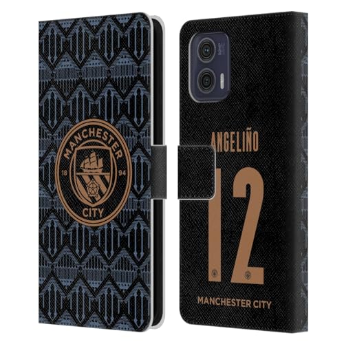 Head Case Designs Officially Licensed Manchester City Man City FC Angeliño 2020/21 Players Away Kit Group 2 Leather Book Wallet Case Cover Compatible with Motorola Moto G73 5G