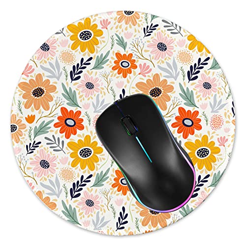 Mouse Pad,Anti Slip Rubber Round Mousepads Desktop Notebook Mouse Mat With Stitched Edge For Working And Gaming (Adorable Flower) #TOP1
