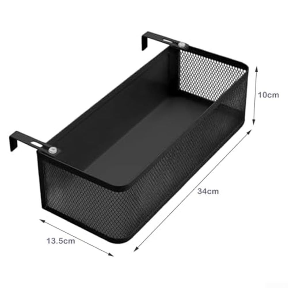 Organiseur de chevet en métal peu encombrant avec panier suspendu pour téléphones, livres, télécommandes et autres éléments essentiels dans les petits espaces de vie (noir)