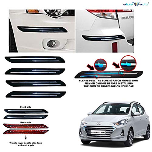 Allure Auto® Rubber Car Bumper Protector Guard with Double Chrome Strip