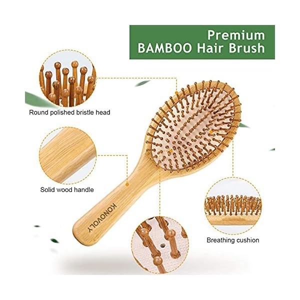 4PCS Bambus Haarbürste Set mit Paletten Entwirrungsbürsten Umweltfreundliche Naturhaarbürste,geeignet für Frauen,Männer und Kinder,Geschenkset für Haare/dünn/lockig/trocken – Bild 3